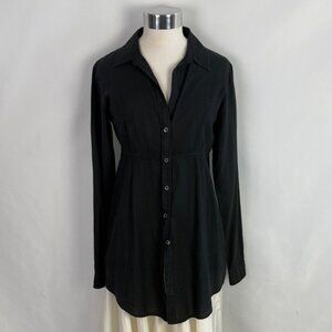 James Perse Black Button Tunic Blouse
